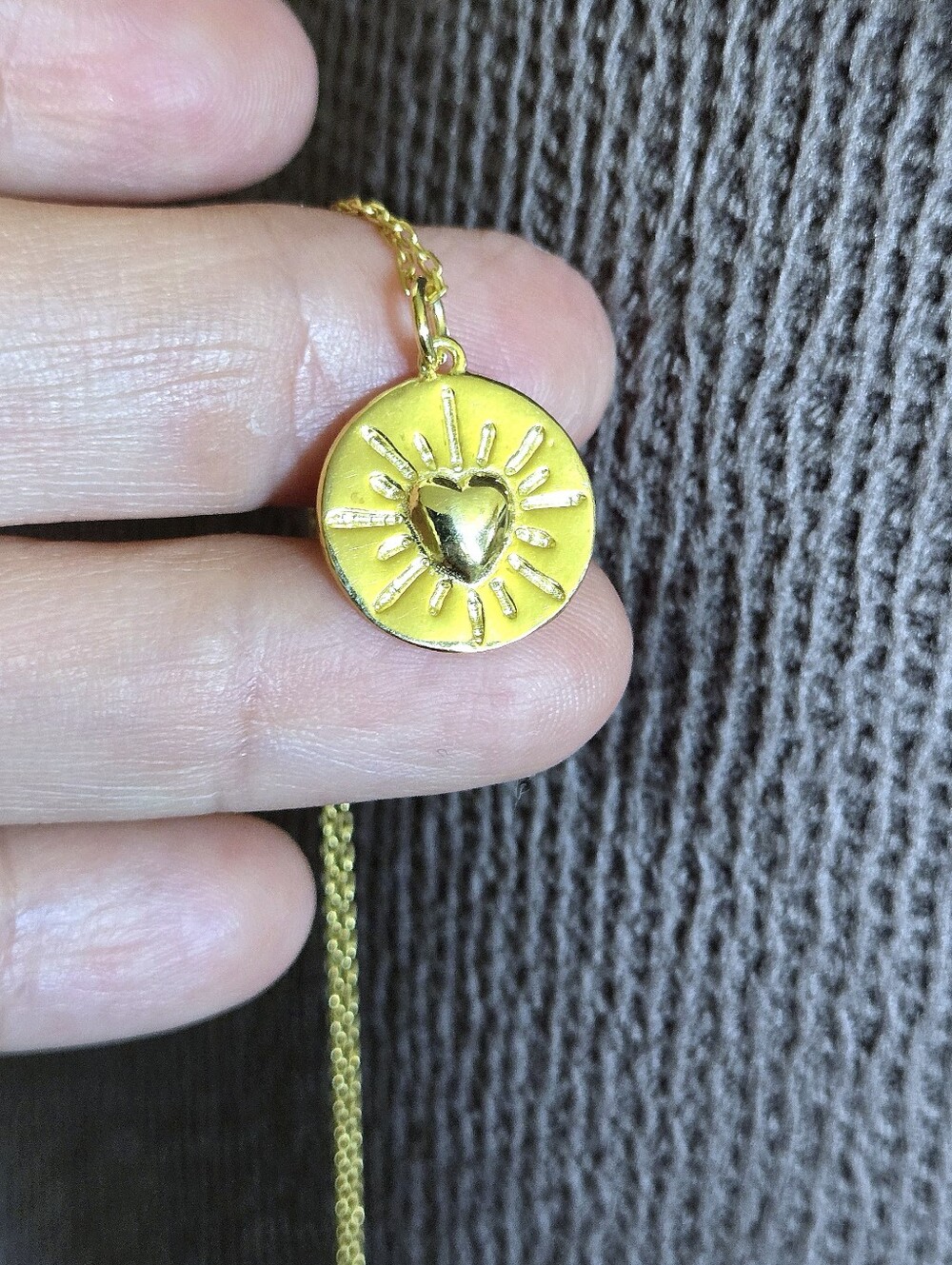 Zeyzey Gold💛 Heart❤ Disc📀 Pendant Necklace